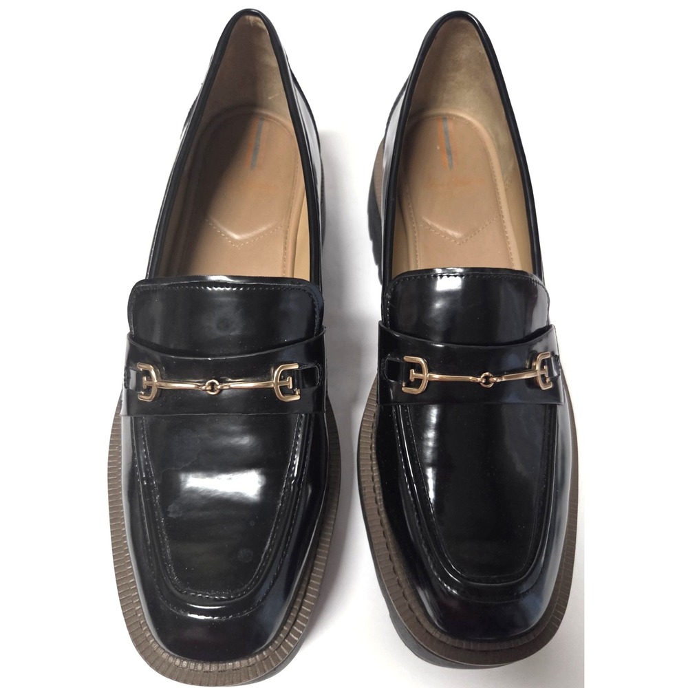 Sam Edelman NY Laurs Loafers Lug Sole Shoes Patent Black Horse Bit Gold 11M - Picture 5 of 16